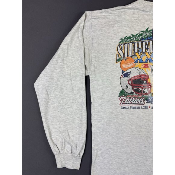 Rare Vintage Y2K NFL Superbowl XXXIX Patriots Eagles Sun Fade Gray Long Sleeve T - Picture 4 of 14